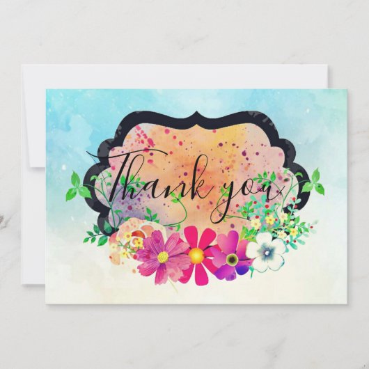 ロマンエレガントティックフローラブーケサンキューカード (正面)