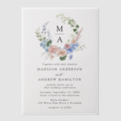 ロマンエレガントティックフローラリースモノグラ結婚ムの ベラム紙招待状 (正面)