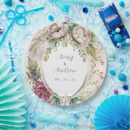 ロマンエレガントティックフローラ結婚ズ ペーパープレート (パーティー)