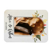 ロマンエレガントティックフローラArchスクリプト結婚写真 マグネット (横)