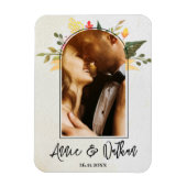 ロマンエレガントティックフローラArchスクリプト結婚写真 マグネット (縦)