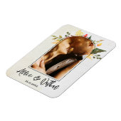 ロマンエレガントティックフローラArchスクリプト結婚写真 マグネット (左側)