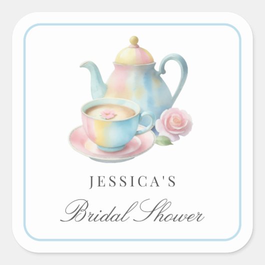 ロマンエレガントティックブライダルティーパーティーブライダルシャワー スクエアシール (正面)