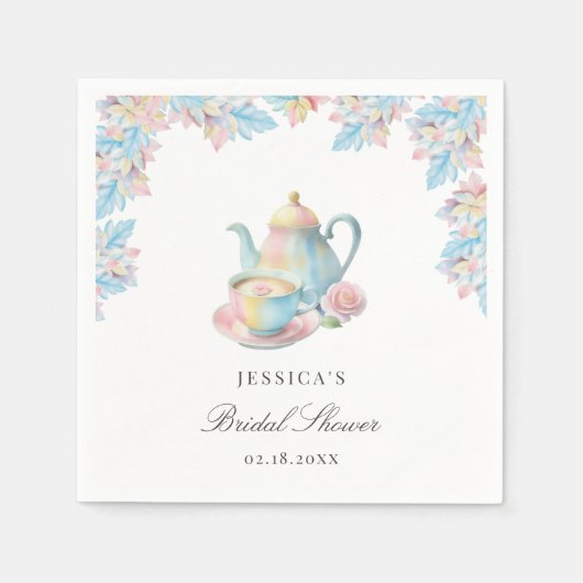 ロマンエレガントティックブライダルティーパーティーブライダルシャワー スタンダードカクテルナプキン (正面)