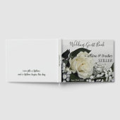 ロマンエレガントティックホワイトローズフローラ結婚美しい ゲストブック (全面)