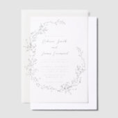 ロマンエレガントティックリース植物性フローラ結婚ズ ベラム紙招待状 (オフセット)