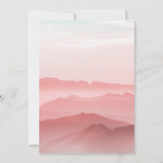 ロマンエレガントティック抽象芸術マウンテンシ結婚ック 招待状 (裏面)