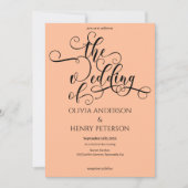 ロマンエレガントティック書道台本結婚桃 招待状 (正面)