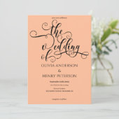 ロマンエレガントティック書道台本結婚桃 招待状 (スタンド正面)