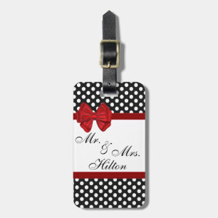 ロマンエレガントティック水玉模様カップルパーソナライズされた ラゲッジタグ