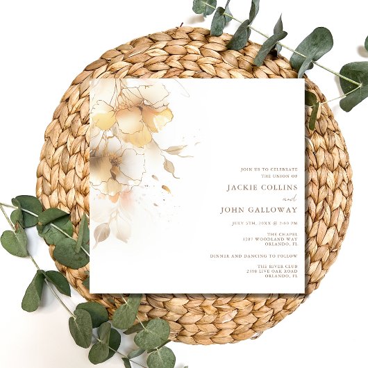 ロマンエレガントティック秋フローラ結婚ズ 招待状