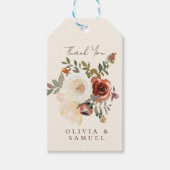 ロマンエレガントティック秋フローラ結婚レッド ギフトタグ (正面)