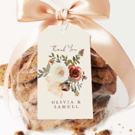 ロマンエレガントティック秋フローラ結婚レッド ギフトタグ