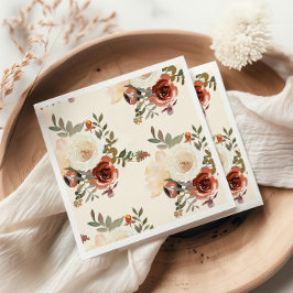 ロマンエレガントティック秋フローラ結婚レッド スタンダードカクテルナプキン