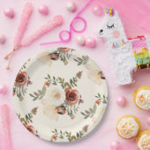 ロマンエレガントティック秋フローラ結婚レッド ペーパープレート (パーティー)