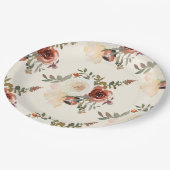 ロマンエレガントティック秋フローラ結婚レッド ペーパープレート (アングル)