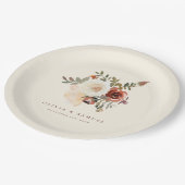 ロマンエレガントティック秋フローラ結婚レッド ペーパープレート (アングル)