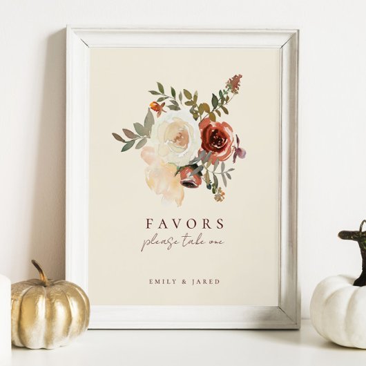 ロマンエレガントティック秋フローラ結婚式の引き出物標識 フォトプリント           