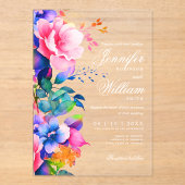 ロマンエレガントティック結婚フローラの脚本虹 アクリル招待状 (正面)