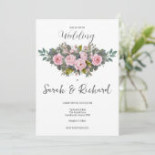 ロマンエレガントティック赤面ピンクガーデンバラ結婚ズ 招待状 (スタンド正面)