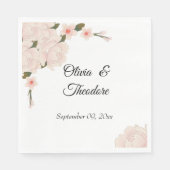 ロマンエレガントティック赤面ピンクフローラ結婚ブロッサム スタンダードランチョンナプキン (正面)