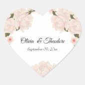 ロマンエレガントティック赤面ピンクフローラ結婚ブロッサム ハートシール (正面)
