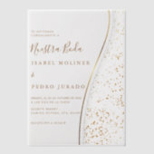 ロマンエレガントティック金ゴールドヌエストラスペインのボダ結婚ズ ベラム紙招待状 (正面)