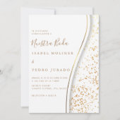 ロマンエレガントティック金ゴールドヌエストラスペインのボダ結婚ズ 招待状 (正面)