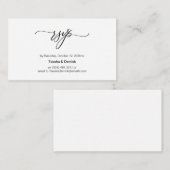 ロマンエレガントティック、ブラックフォント、ウェディングRSVP エンクロージャーカード (正面/裏面)