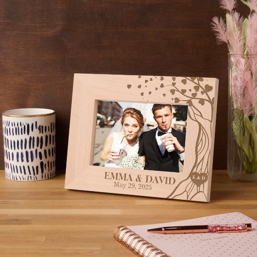 ロマンエレガントティツリーハート結婚ズ・フォー・カップル レーザー彫刻フレーム