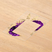 ロマンエレガントティパープル金ゴールドフローラ アクリル招待状 (レイダウン)