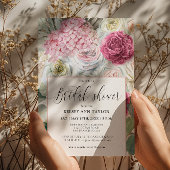 ロマンエレガントティピンクフローラブライダルシャワー 招待状