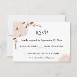 ロマンエレガントティピンクフローラ結婚の花 出欠カード