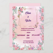 ロマンエレガントティピンクローズ結婚式招待状 招待状 (正面/裏面)