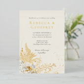 ロマンエレガントティファーンバラ結婚フローラ金ゴールド 箔招待状 (立ち正面)