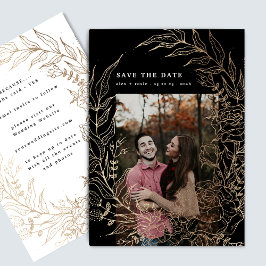 ロマンエレガントティフラワーリース結婚金ゴールドの写真 セーブザデート