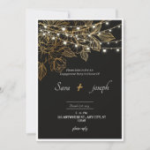 ロマンエレガントティブラックと金ゴールド結婚式招待状 招待状 (正面)