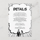 ロマンエレガントティブラック&ホワイト漫画ブック結婚ズ エンクロージャーカード (正面)