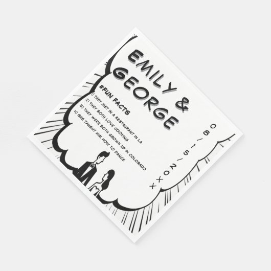 ロマンエレガントティブラック&ホワイト漫画ブック結婚ズ スタンダードランチョンナプキン (角)