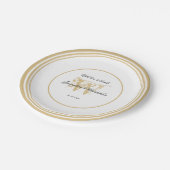 ロマンエレガントティホワイト金ゴールド結婚ズシック・モノグラム ペーパープレート (アングル)