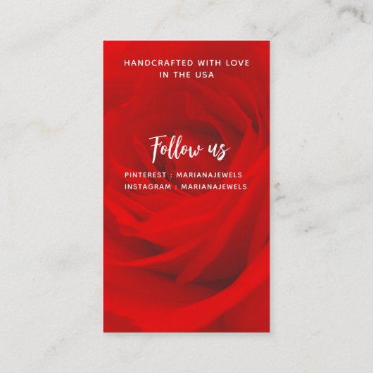 ロマンエレガントティレッドローズイヤリングディスプレイカード 名刺 (裏面)