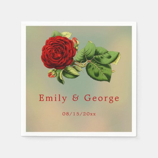 ロマンエレガントティレッドローズサマー結婚フローラ スタンダードカクテルナプキン (正面)