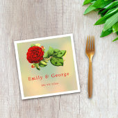 ロマンエレガントティレッドローズサマー結婚フローラ スタンダードカクテルナプキン