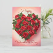 ロマンエレガントティレッドローゼスハートバレンタインデー カード (スタンド正面)