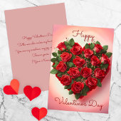 ロマンエレガントティレッドローゼスハートバレンタインデー カード