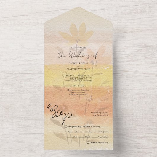 ロマンエレガントティワイルドフラワーズテラコッタ オールインワン招待状 (内側)