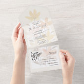 ロマンエレガントティワイルドフラワーズテラコッタ オールインワン招待状 (貼ってはがせる)