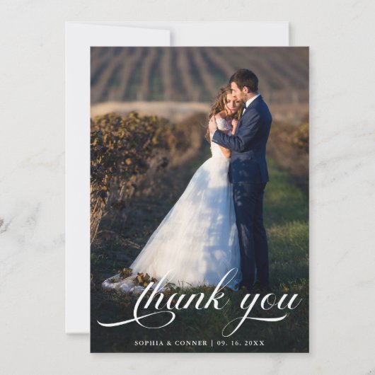 ロマンエレガントティ結婚ック脚本の2枚の写真 サンキューカード (正面)