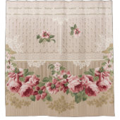 ロマンエレガントテビクトリアンィックピンクフローラ シャワーカーテン (正面)