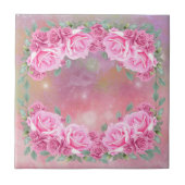 ロマンエレガントフェミニンティックなピンクのバラ タイル (正面)